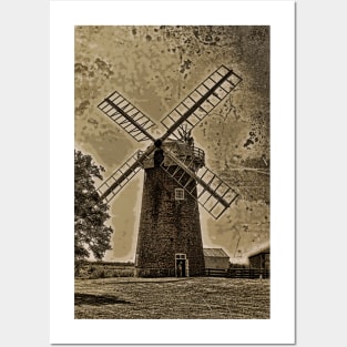 Horsey windpump sepia Posters and Art